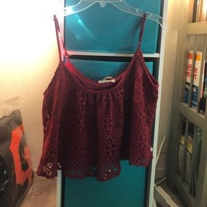 Red cropped LA Hearts tank top